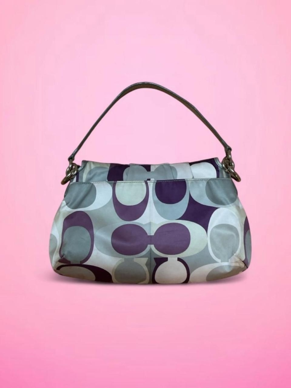 Coach Signature SoHo Scarf Circle-Print Shoulder Bag in Purple and Gray - Picture 5 of 8